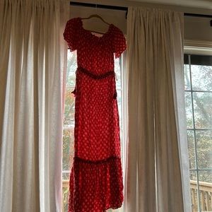 Red off shoulder dress long